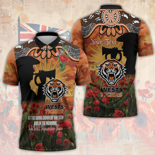 WST x NRL Rugby ANZAC Day Zipper Polo Shirt Last Post Poppy We Will Remember Them LT14 DatND DVT