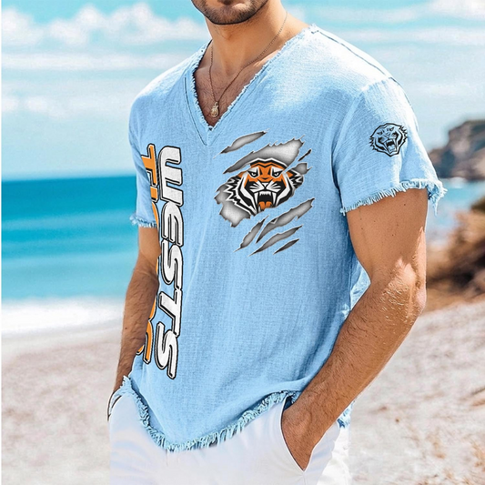 WST x NRL V-Neck Linen Beach Shirt 1905 DatND DVT