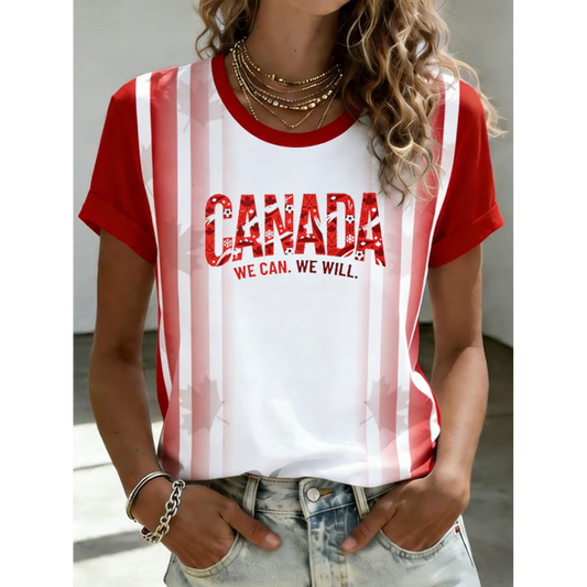 Women's Canada Soccer Print Casual T-Shirt V2 DATND TANTD 050626