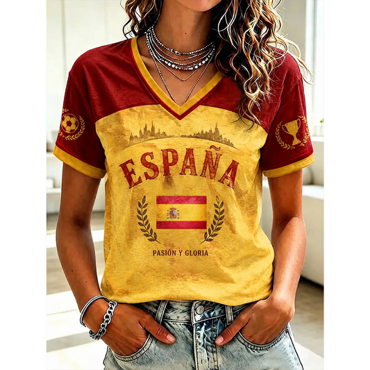 Women's Spanish Football Printed Shirt V1 DATND TANTD 050626