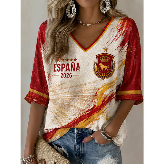 Women's Spanish Football Printed Shirt V2 DATND TANTD 050626