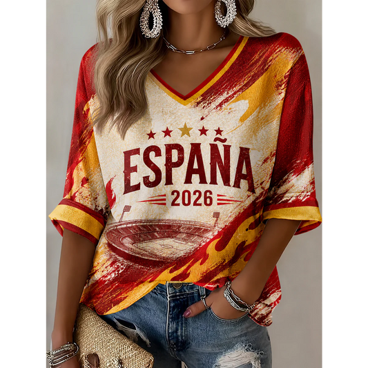 Women's Spanish Football Printed Shirt V3 DATND TANTD 050626