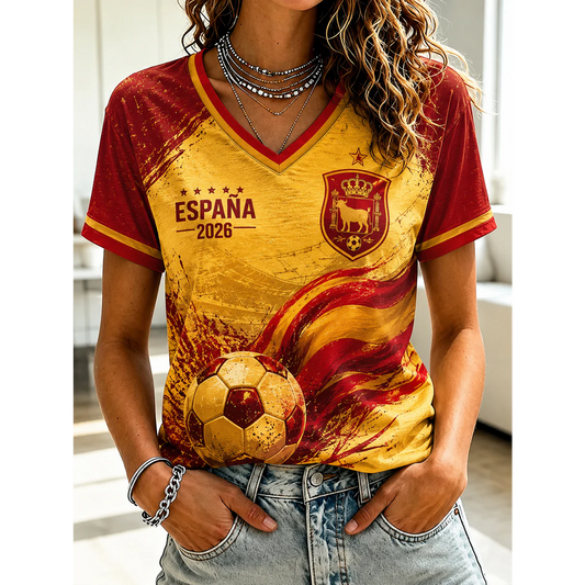Women's Spanish Football Printed Shirt V4 DATND TANTD 050626