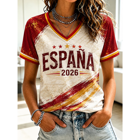 Women's Spanish Football Printed Shirt V5 DATND TANTD 050626