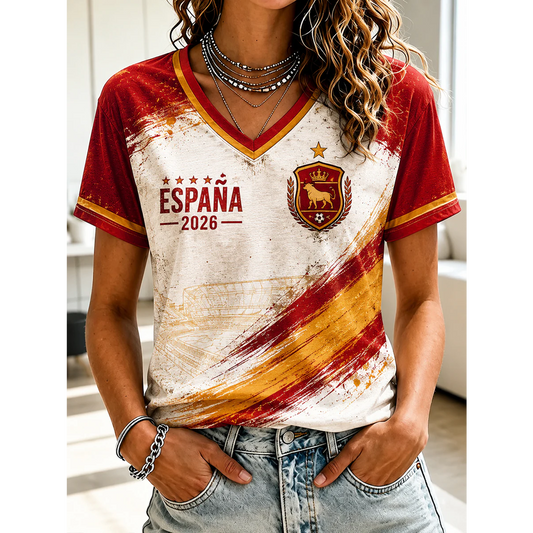 Women's Spanish Football Printed Shirt V6 DATND TANTD 050626
