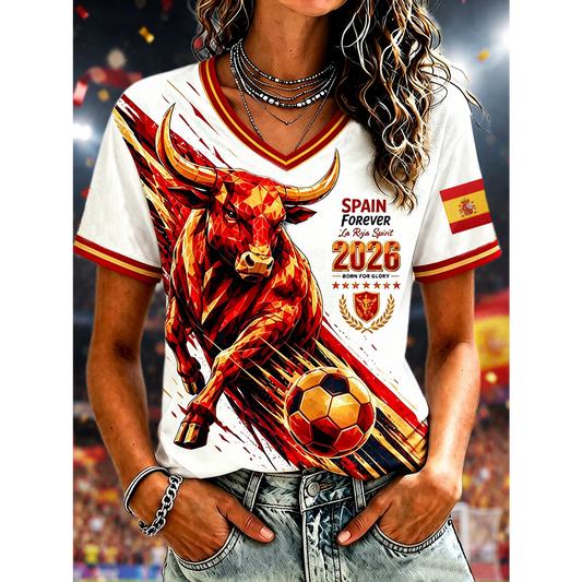 Women's Spanish Football Printed Shirt V8 DATND TANTD 050626