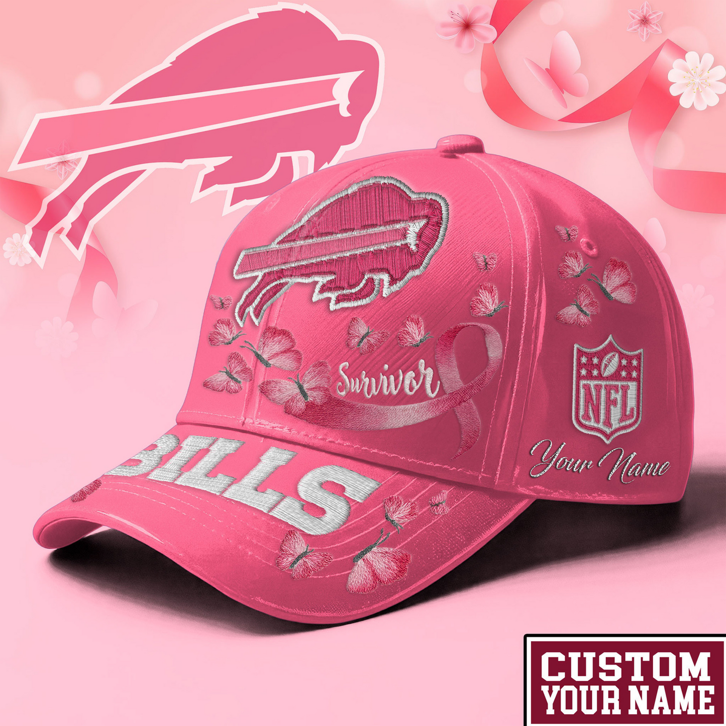 PREMIUM NFL X BUF EXCLUSIVE  BREAST CANCER SURVIOR CAP NDT NHM 090726