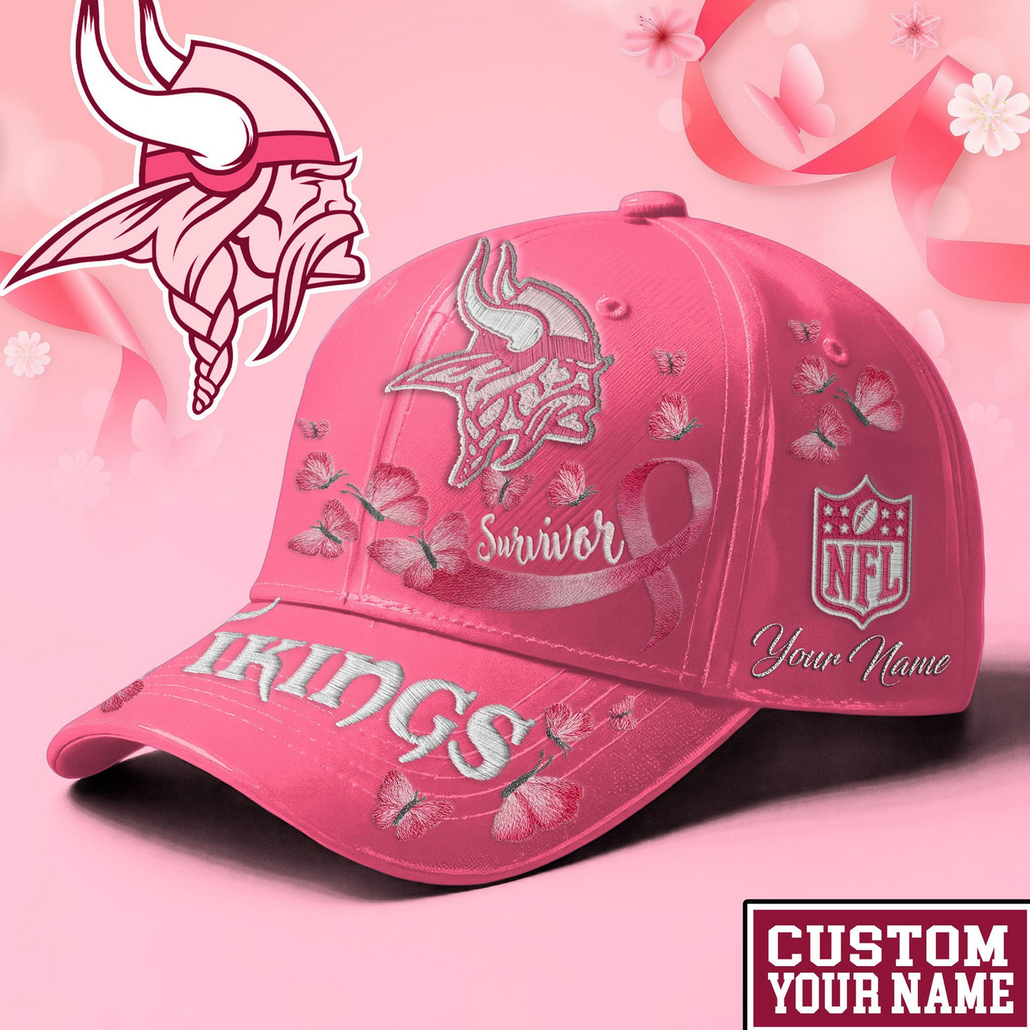 PREMIUM NFL X VIKI EXCLUSIVE  BREAST CANCER SURVIOR CAP NDT NHM 090726