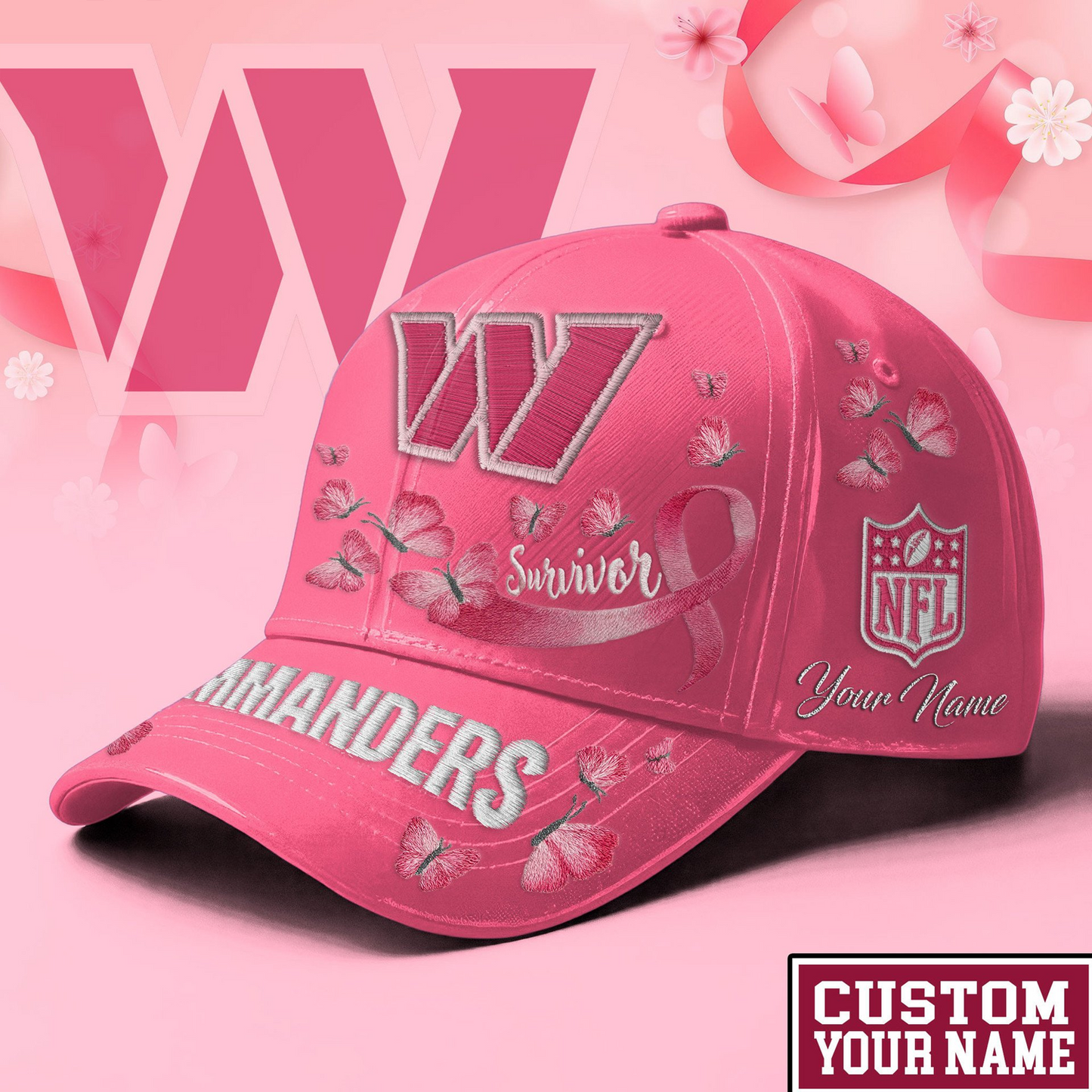 PREMIUM NFL X WAS  EXCLUSIVE  BREAST CANCER SURVIOR CAP NDT NHM 090726